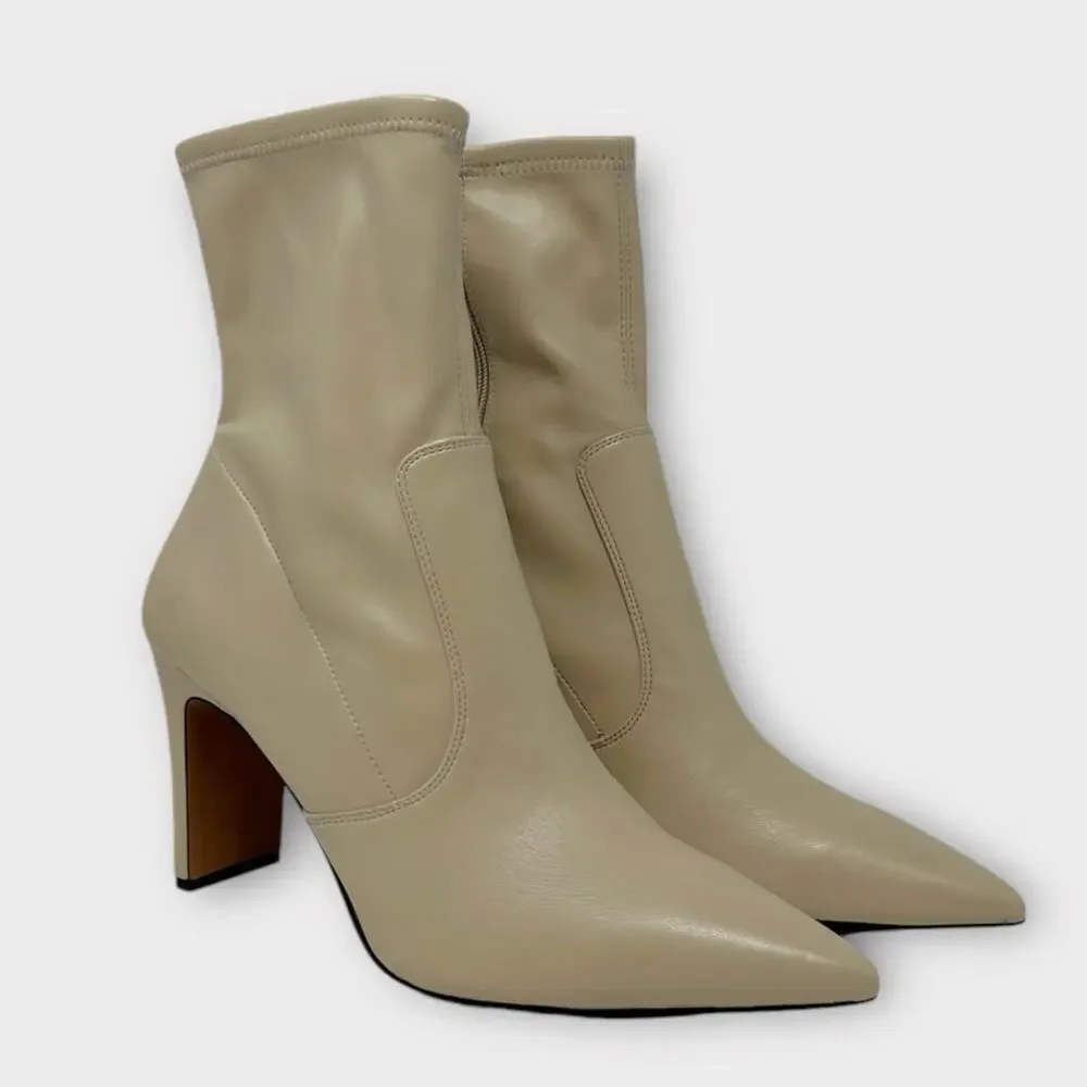 Franco Sarto Avana Faux Leather Heeled Sock Ankle Booties Size 11 - Picture 2 of 13